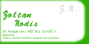 zoltan modis business card